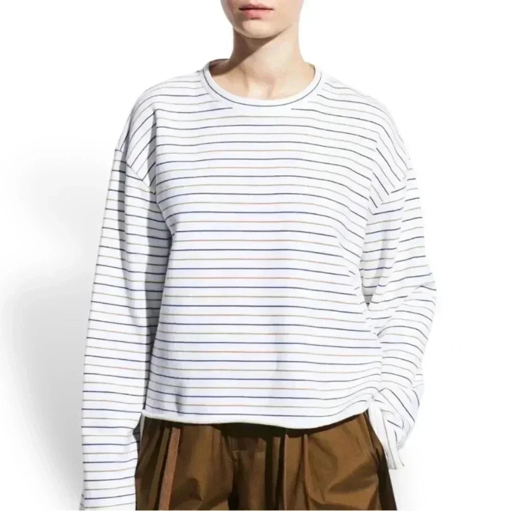 Vince striped cropped sweatshirt 100% cotton - Picture 2 of 9